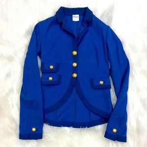 Red Valentino blue gold button cropped jacket blazer